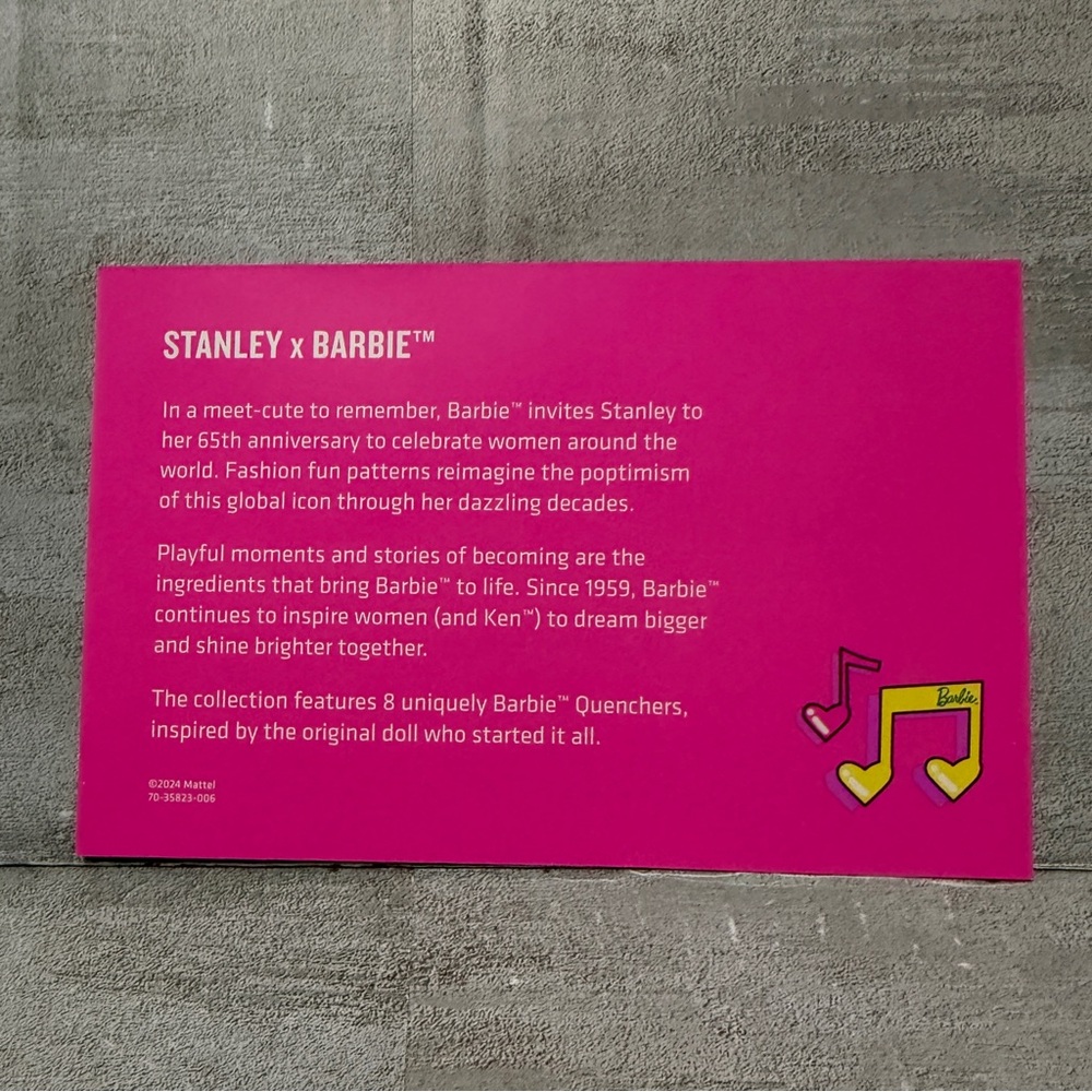 Stanley x Barbie 80's Rocker 65th Anniversary Tumbler‎ Straw & Stickers Only - Picture 4 of 4